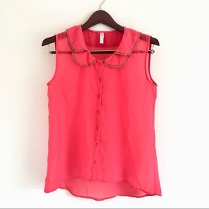 Neon Top with Lace Collar